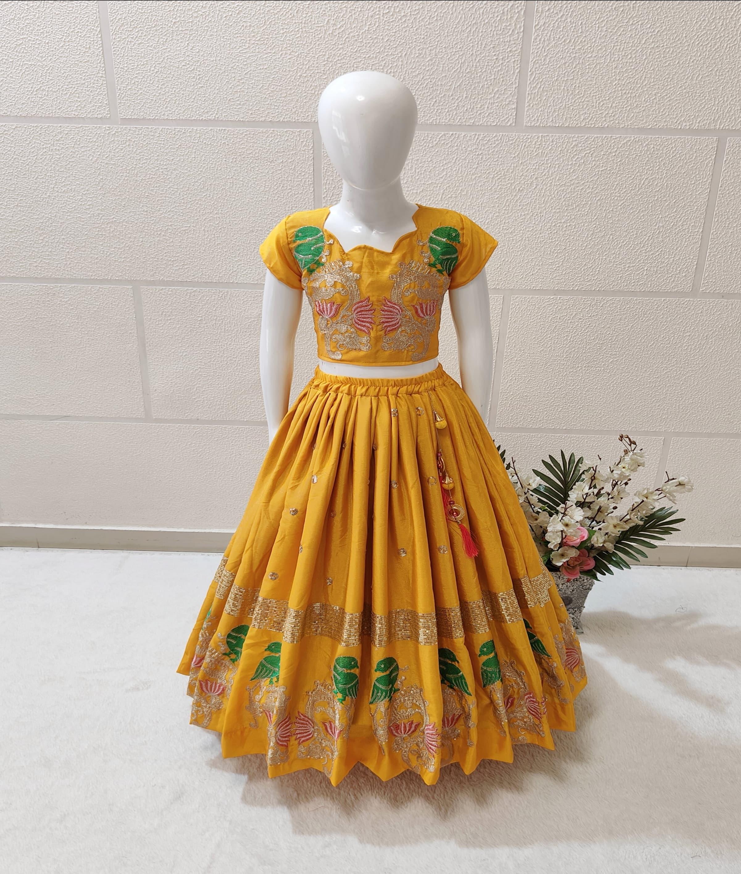 Beautiful Designer Heavy Chinon Silk Kid&