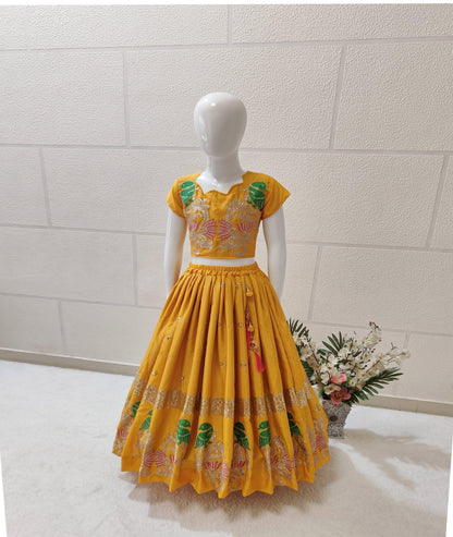 Beautiful Designer Heavy Chinon Silk Kid&