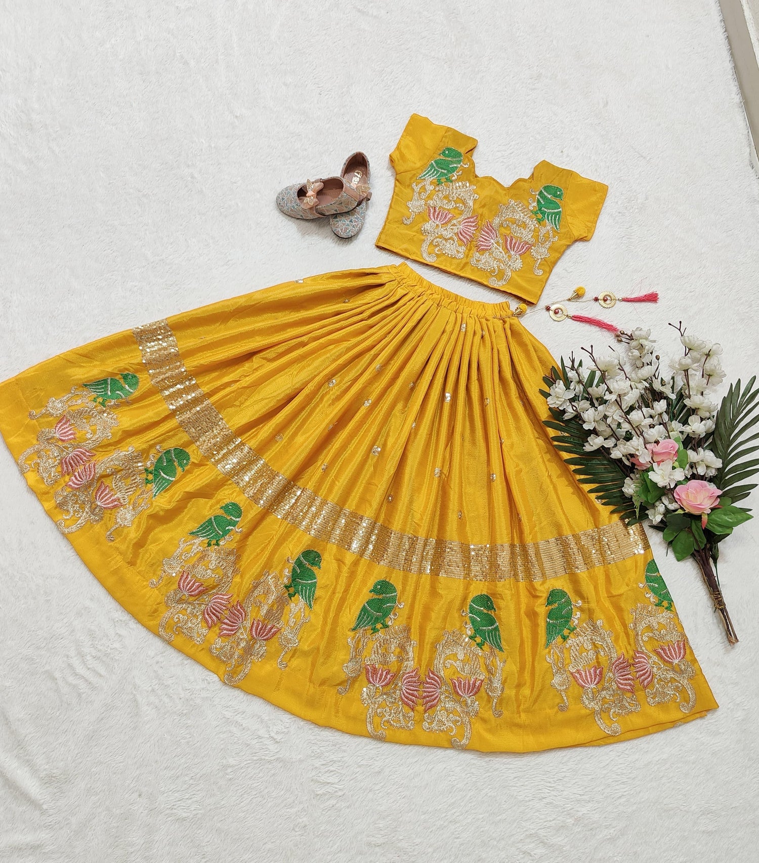 Beautiful Designer Heavy Chinon Silk Kid&