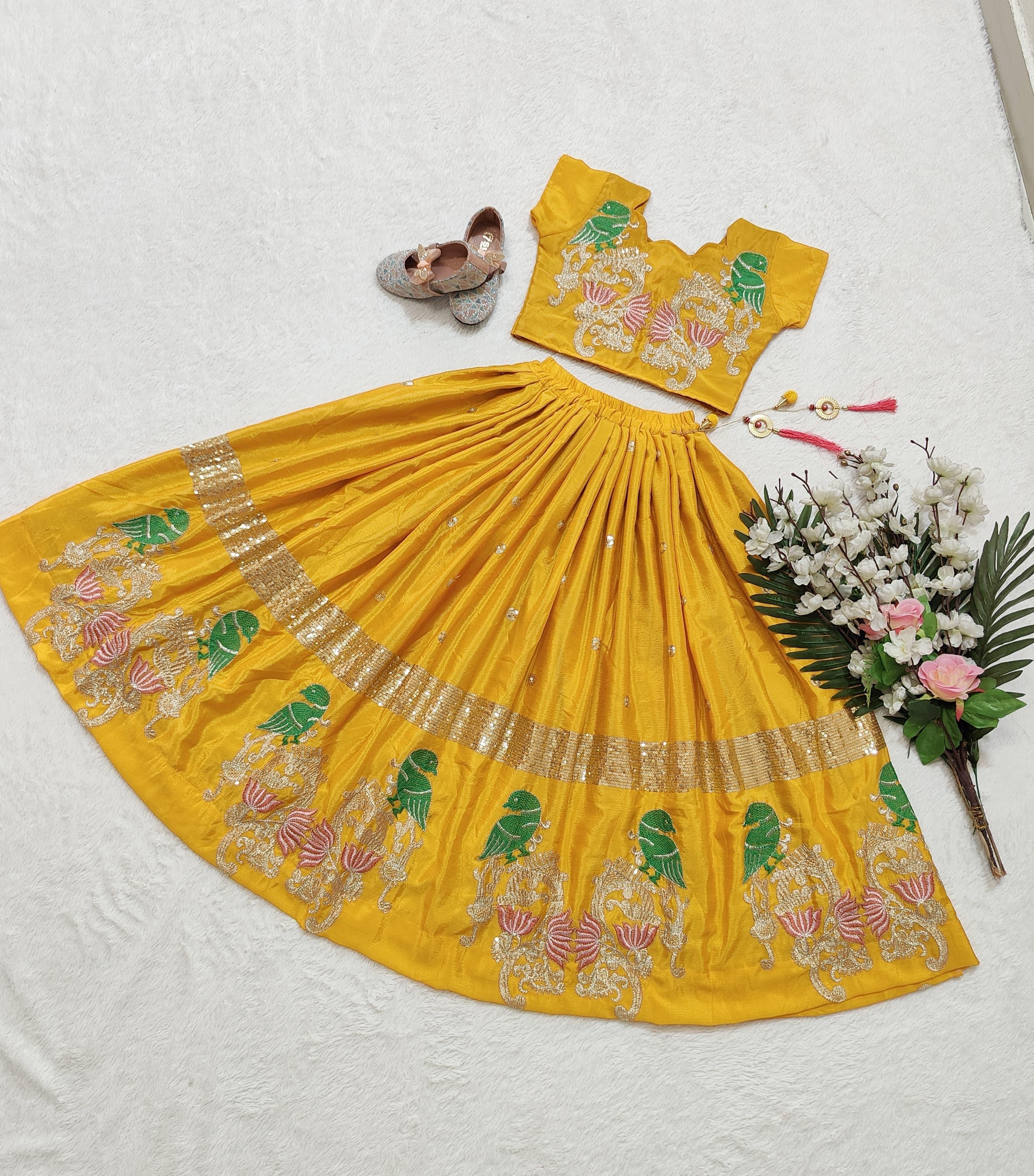 Beautiful Designer Heavy Chinon Silk Kid&