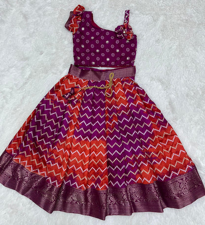 Beautiful Designer Party Wear Soft Dola Silk Kid&