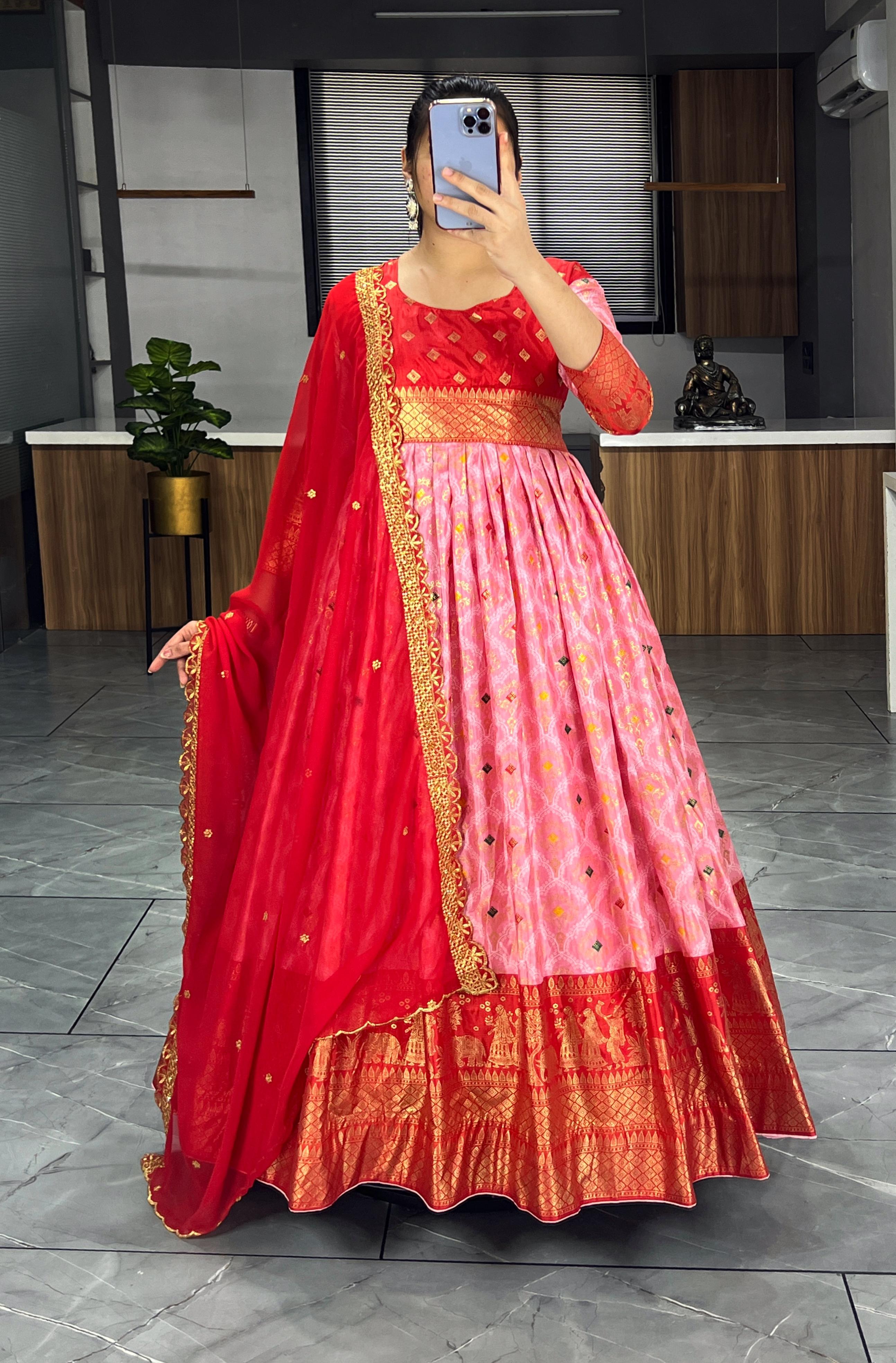 Beautiful Designer Soft Dola Silk Party Wear Gown