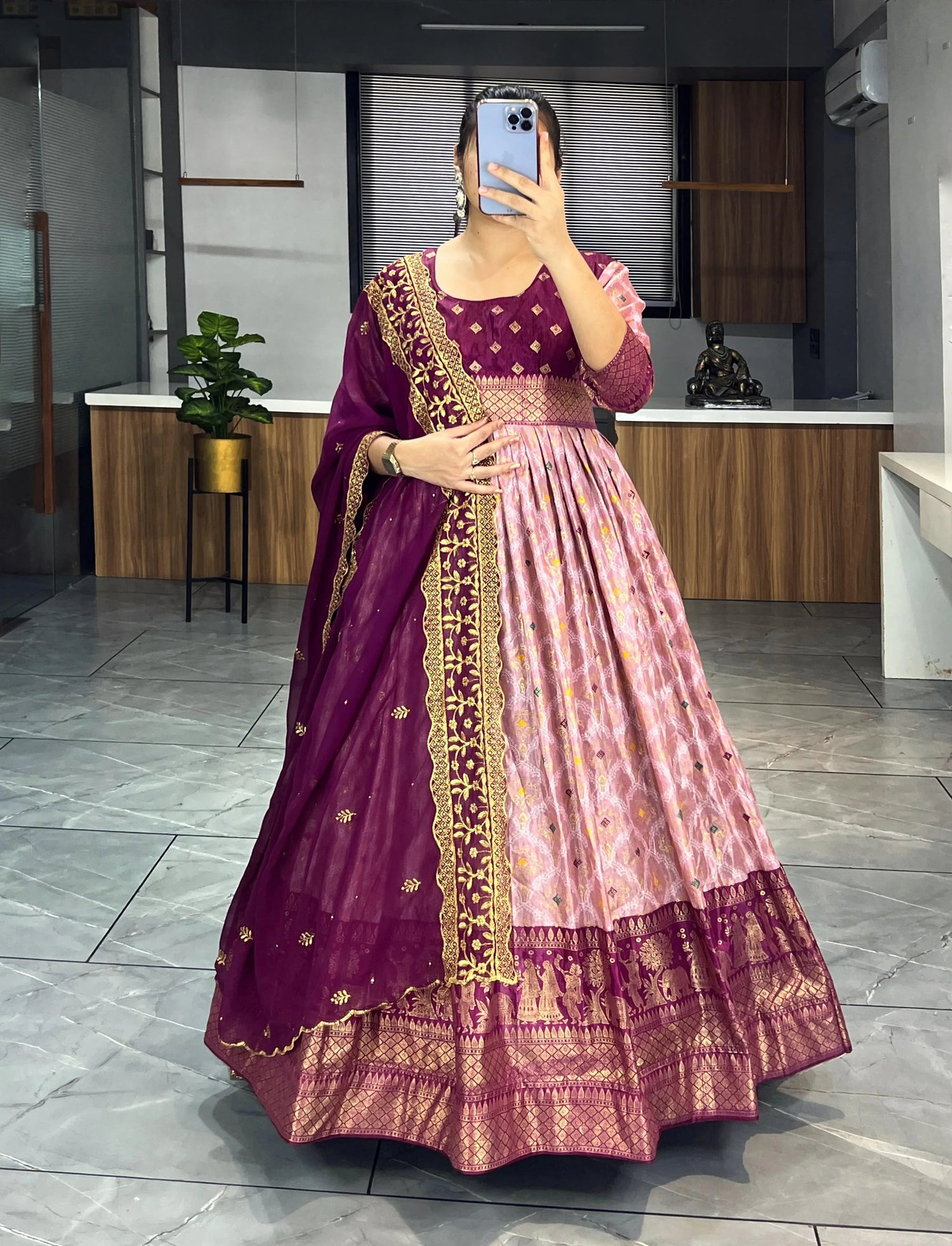 Beautiful Designer Soft Dola Silk Party Wear Gown 