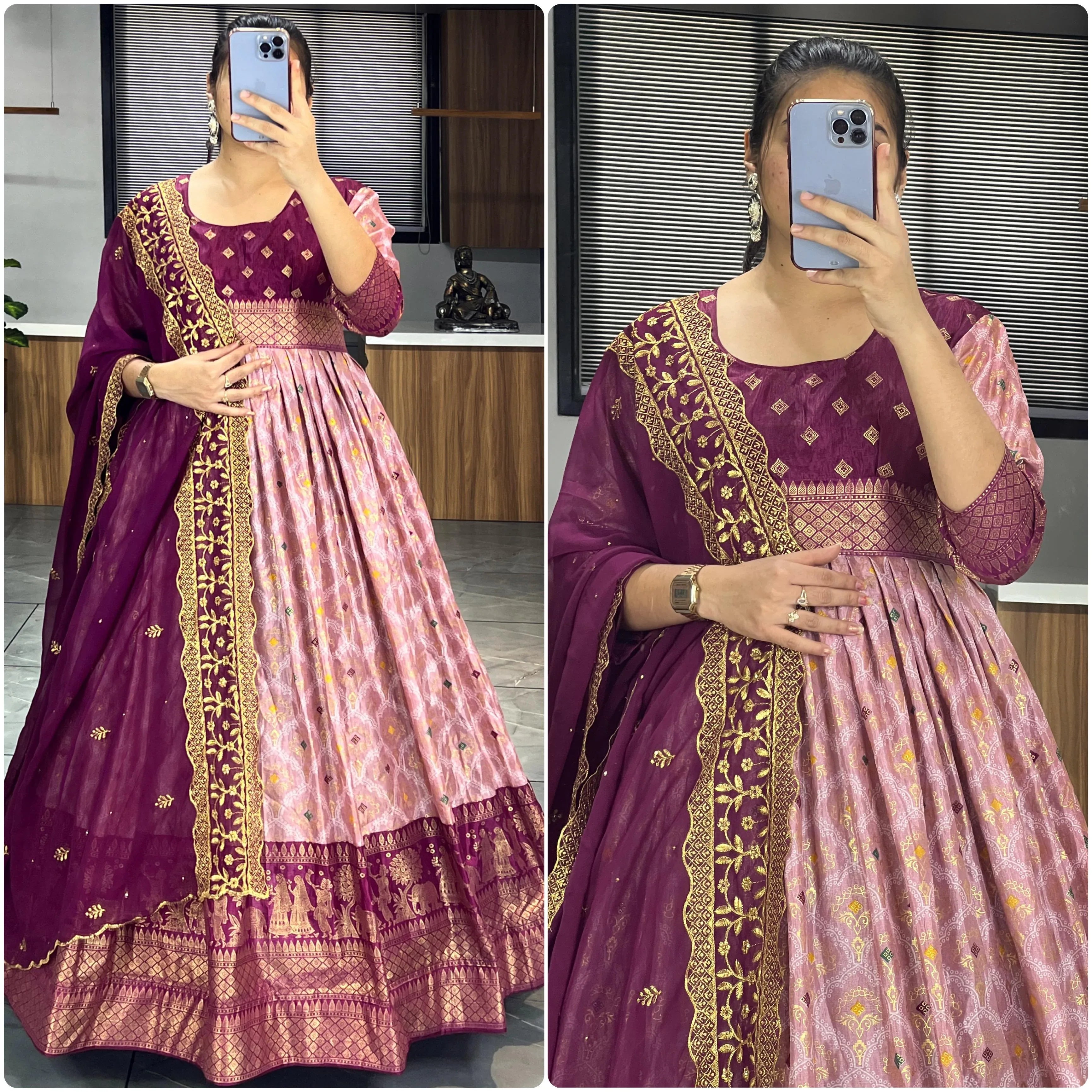 Beautiful Designer Soft Dola Silk Party Wear Gown 