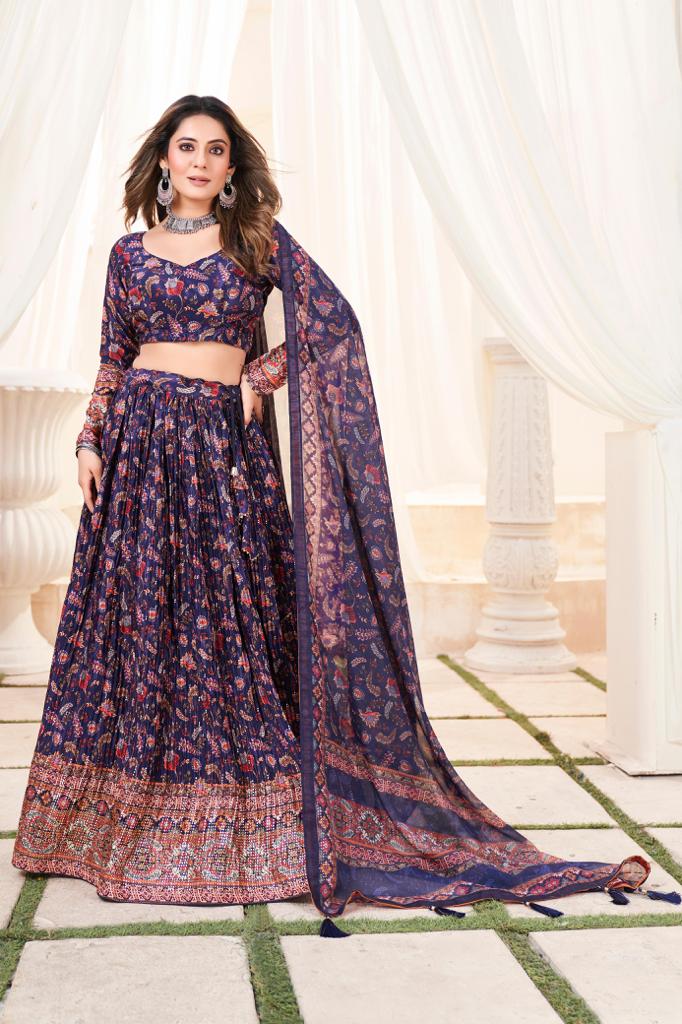 Beautiful Designer Soft Chinon Heavy Embroidery Gown