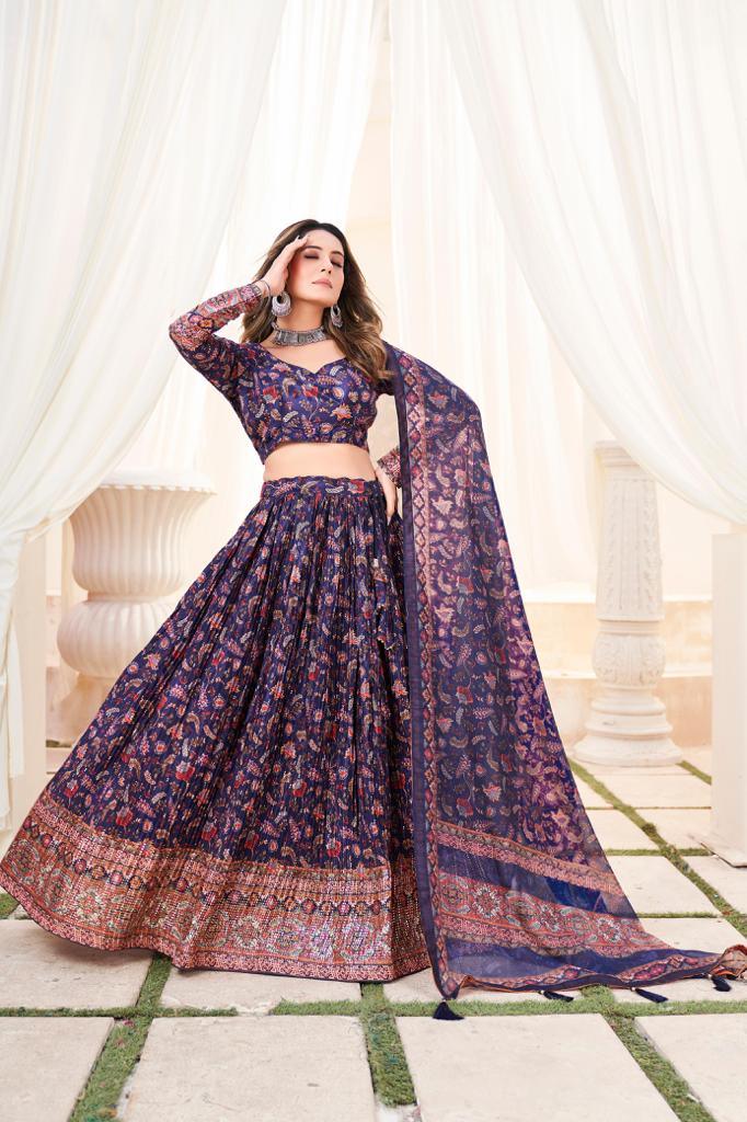 Beautiful Designer Soft Chinon Heavy Embroidery Gown