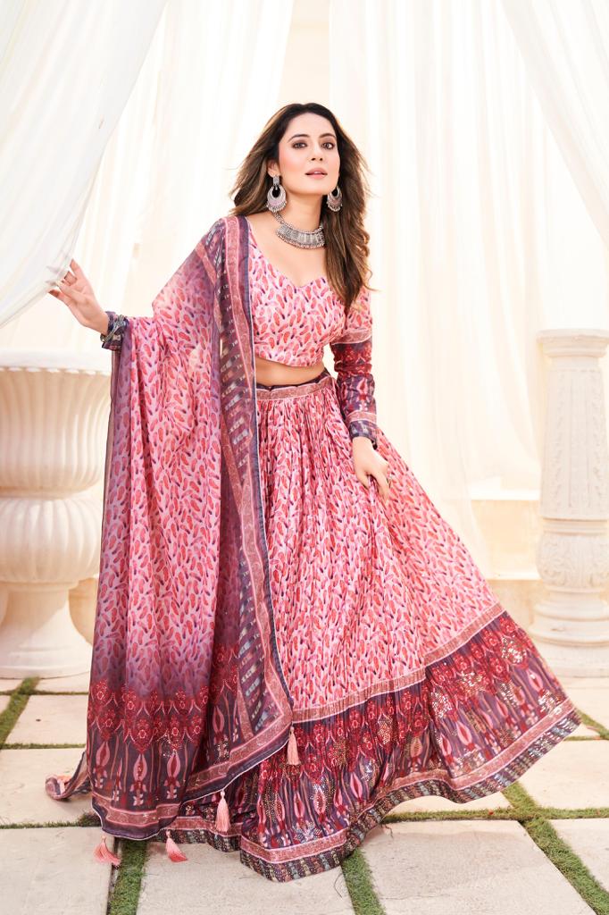 Beautiful Designer Soft Chinon Heavy Embroidery Gown