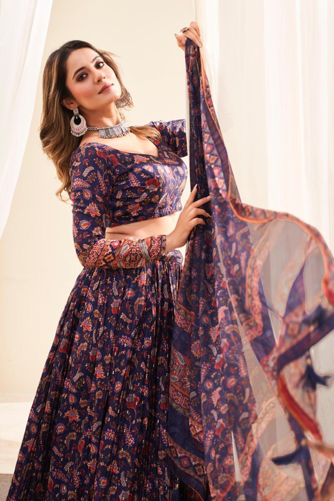 Beautiful Designer Soft Chinon Heavy Embroidery Gown
