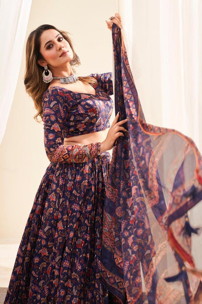 Beautiful Designer Soft Chinon Heavy Embroidery Gown