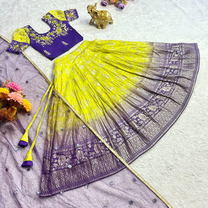 Beautiful Designer Party Wear Soft Mono Silk Kid&