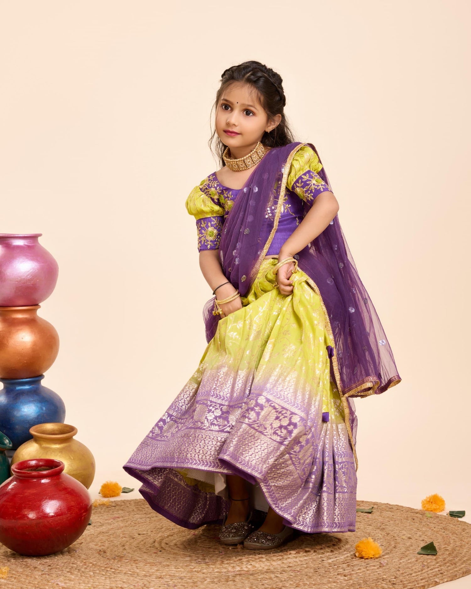 Beautiful Designer Party Wear Soft Mono Silk Kid&