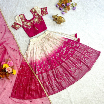 Beautiful Designer Party Wear Soft Mono Silk Kid&
