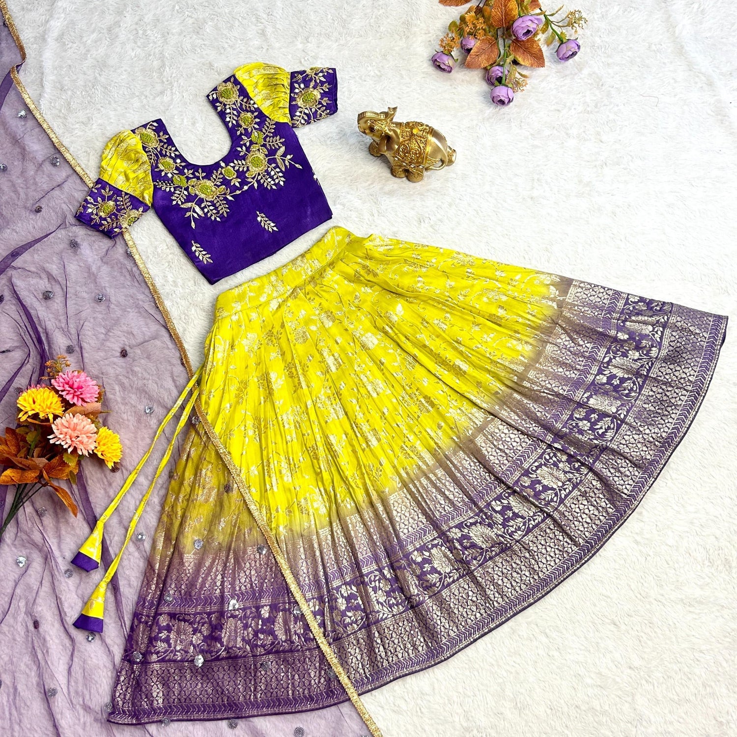 Beautiful Designer Party Wear Soft Mono Silk Kid&