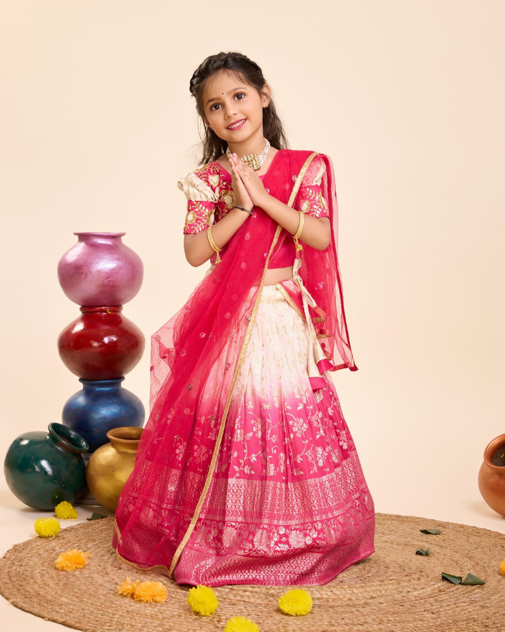 Beautiful Designer Party Wear Soft Mono Silk Kid&