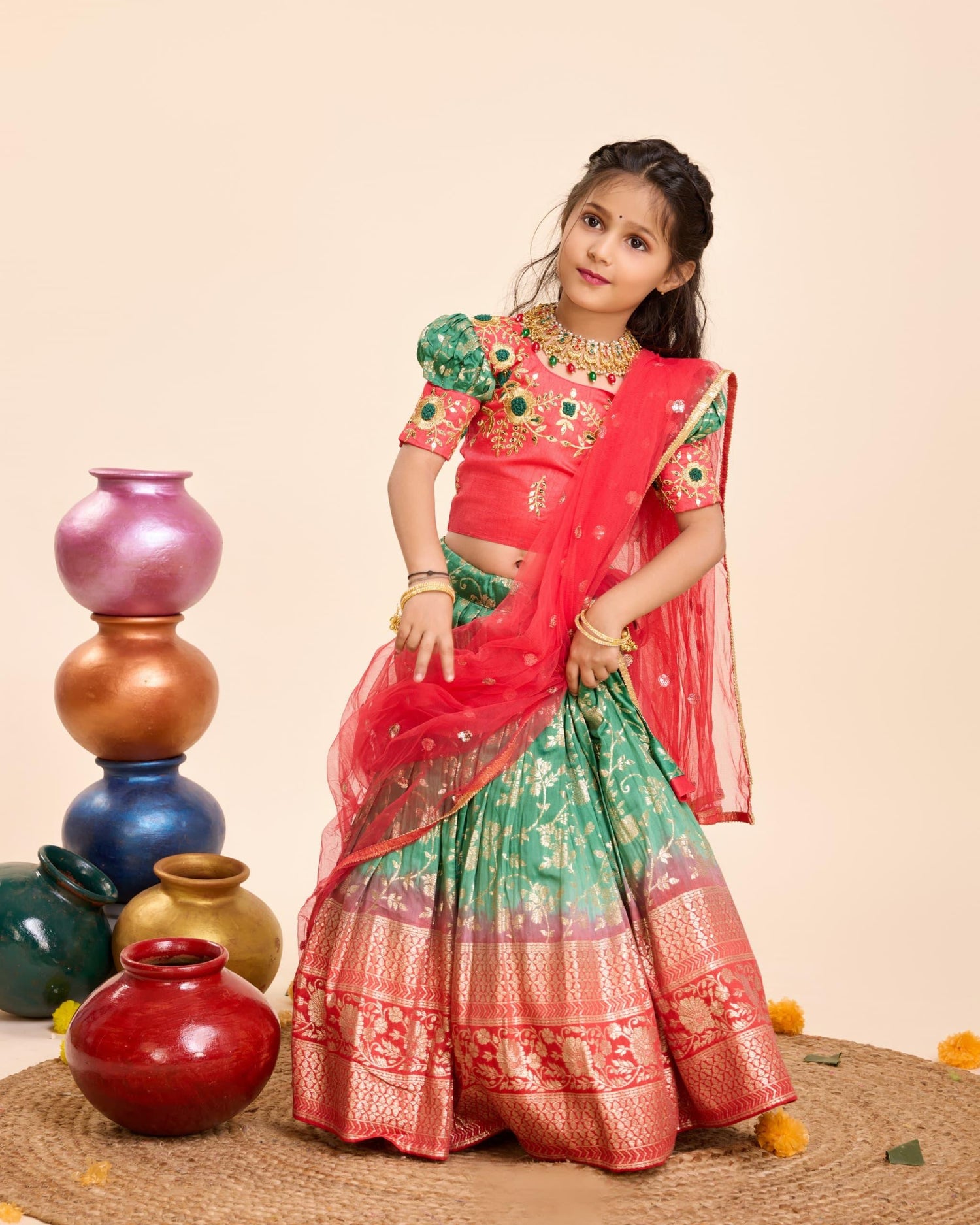 Beautiful Designer Party Wear Soft Mono Silk Kid&