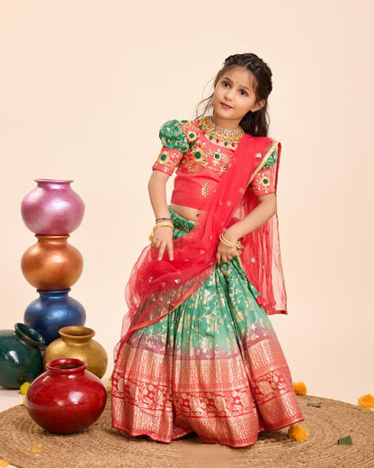 Beautiful Designer Party Wear Soft Mono Silk Kid&