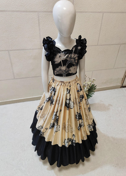Beautiful Designer Soft Chinon Silk With Digital Print Kid&