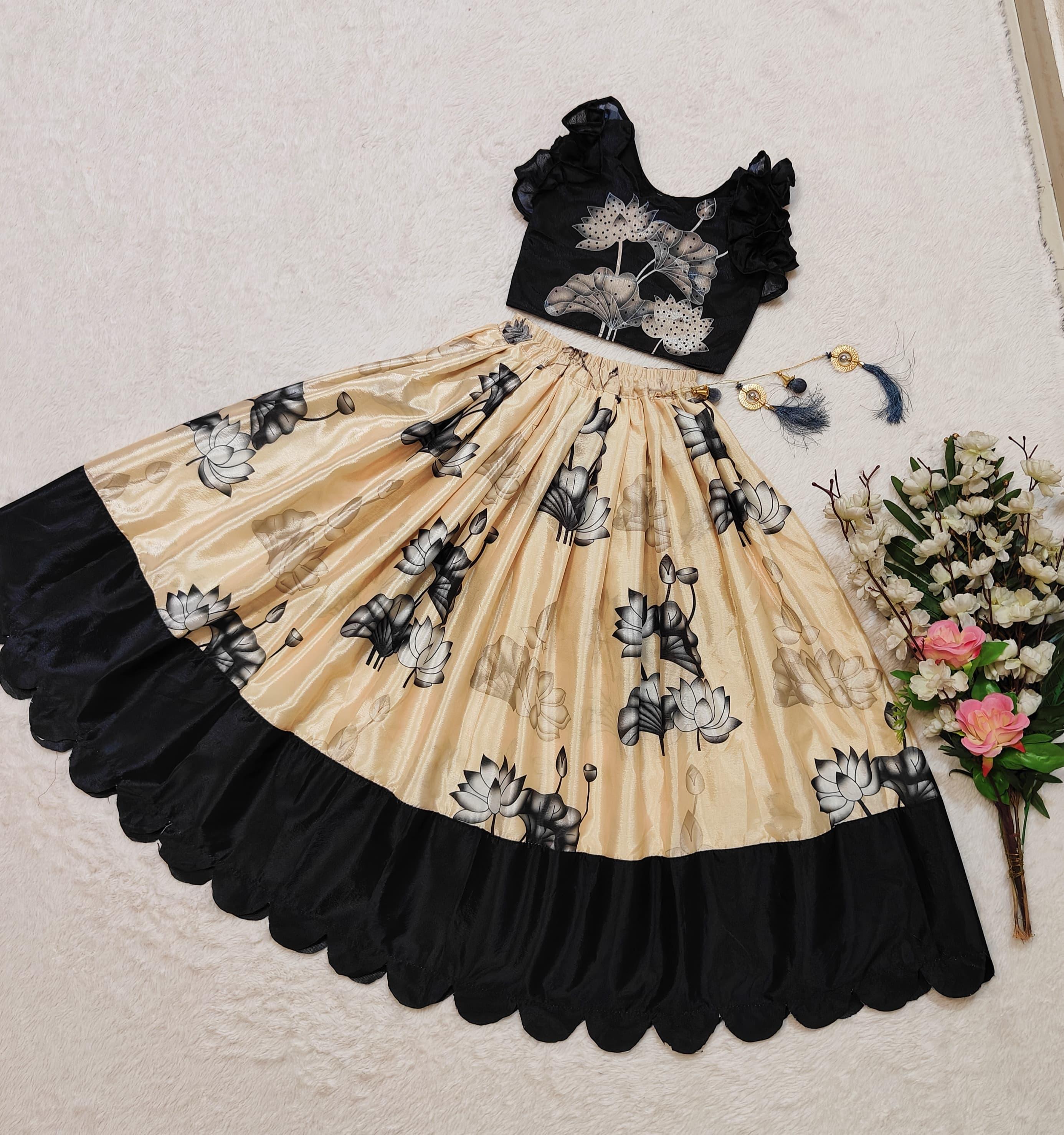 Beautiful Designer Soft Chinon Silk With Digital Print Kid&