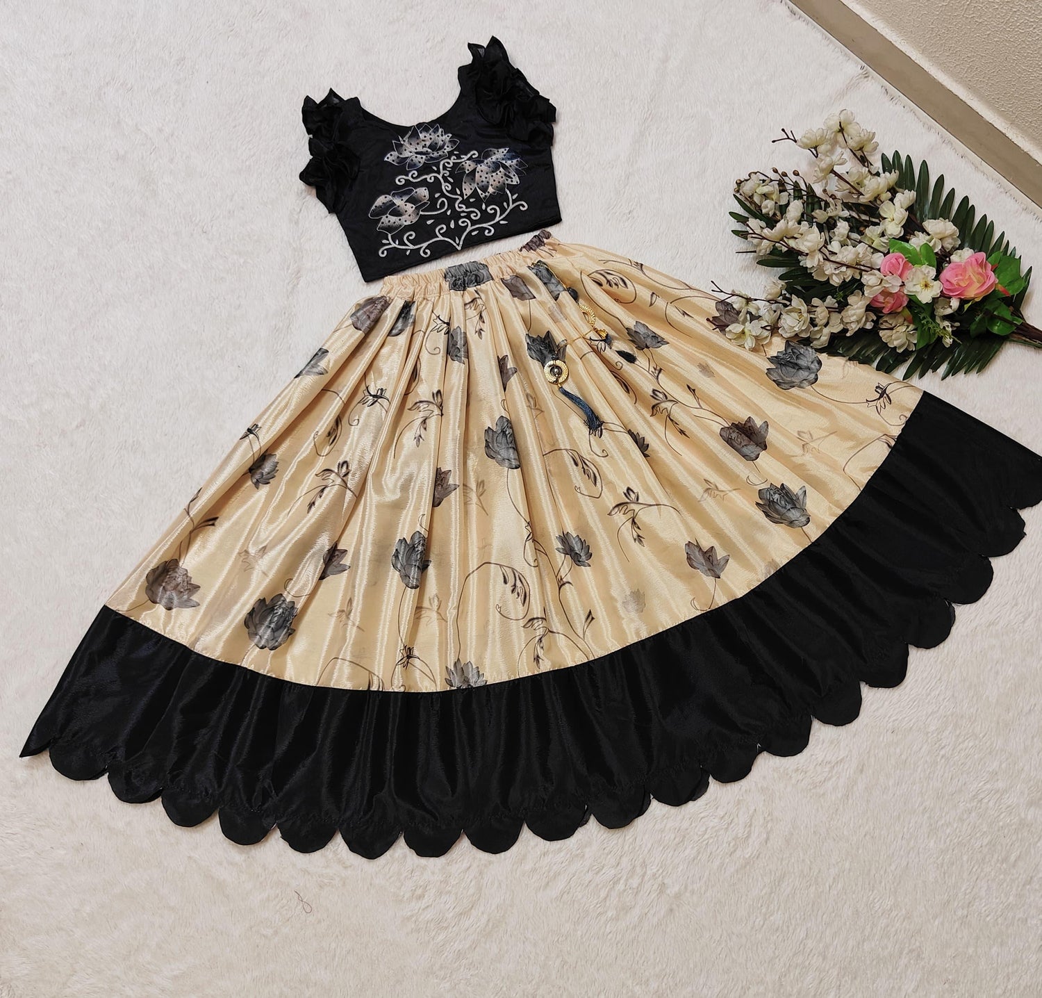 Beautiful Designer Soft Chinon Silk With Digital Print Kid&