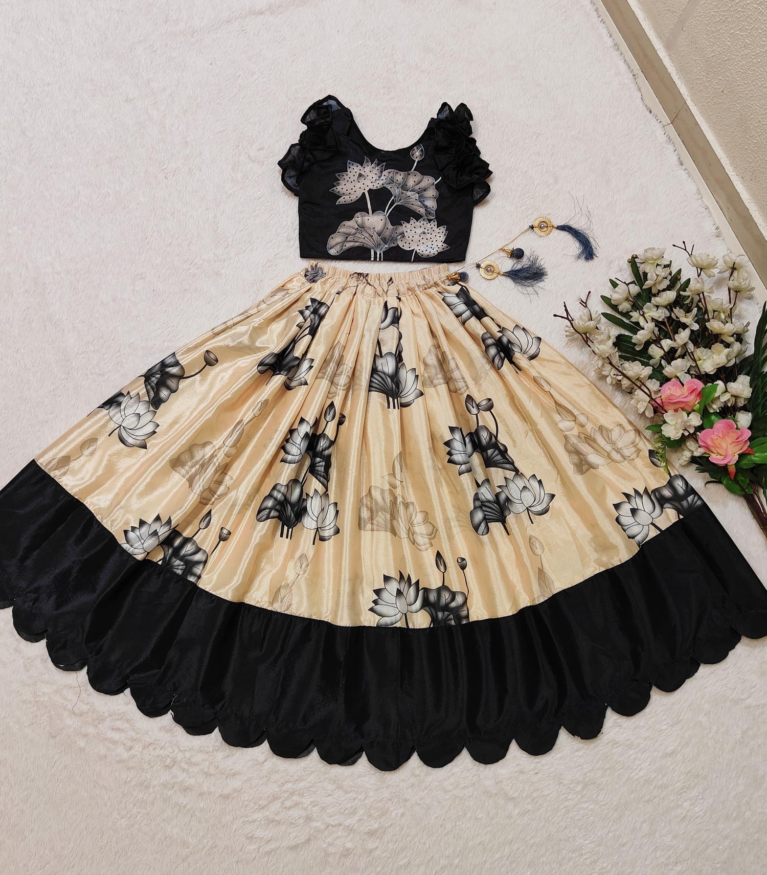 Beautiful Designer Soft Chinon Silk With Digital Print Kid&
