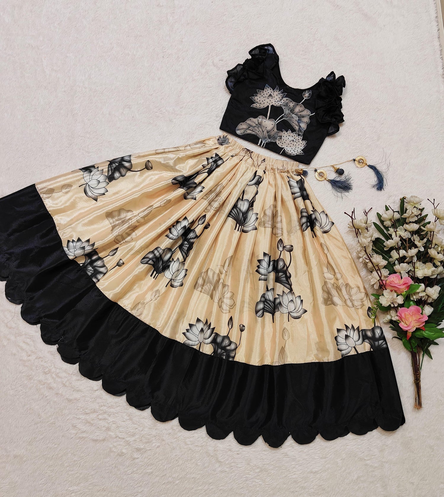 Beautiful Designer Soft Chinon Silk With Digital Print Kid&
