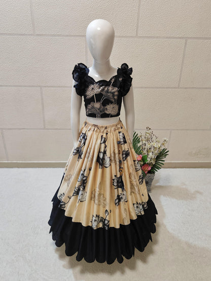 Beautiful Designer Soft Chinon Silk With Digital Print Kid&