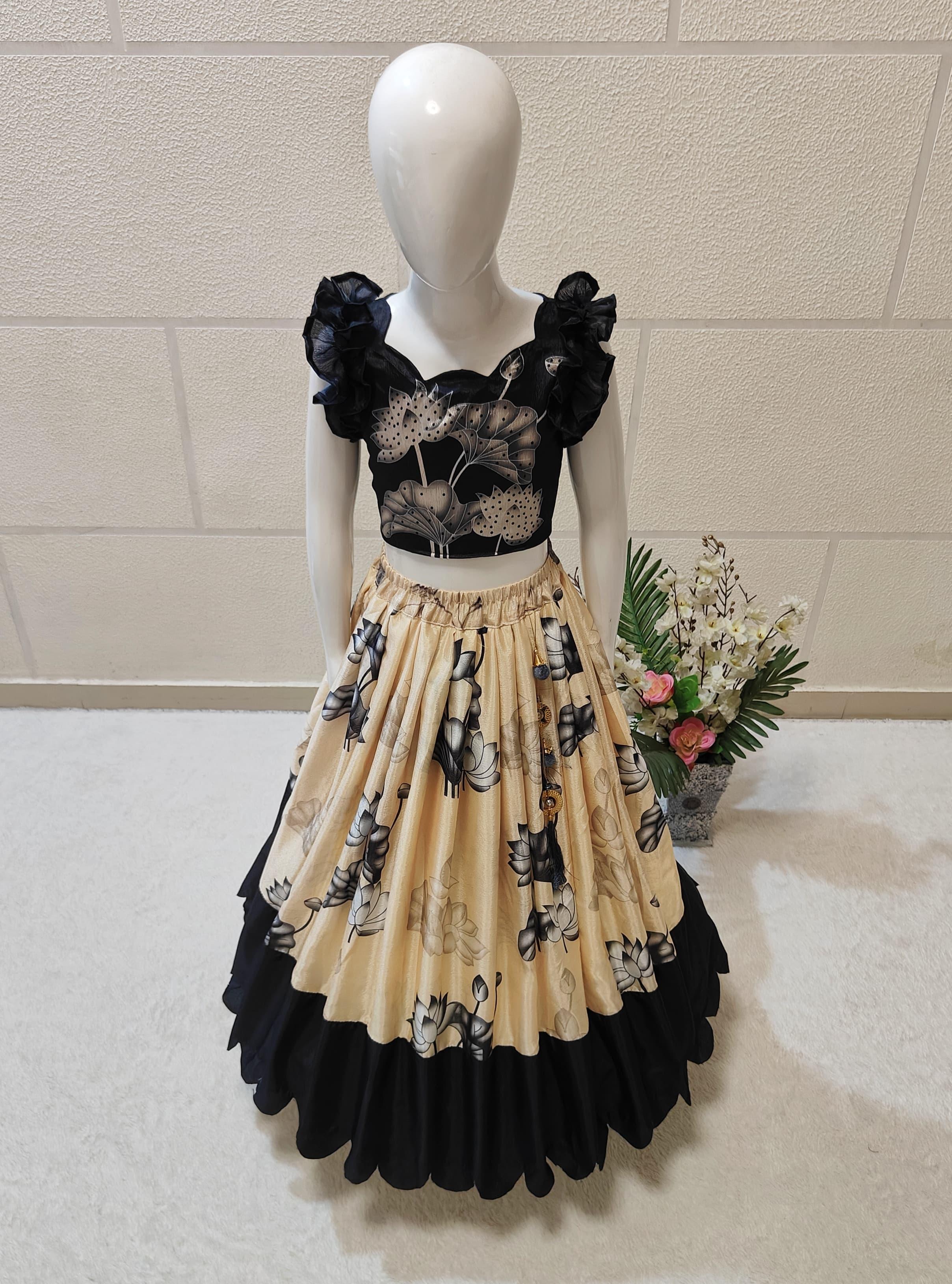 Beautiful Designer Soft Chinon Silk With Digital Print Kid&