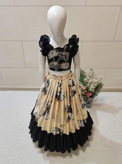 Beautiful Designer Soft Chinon Silk With Digital Print Kid&