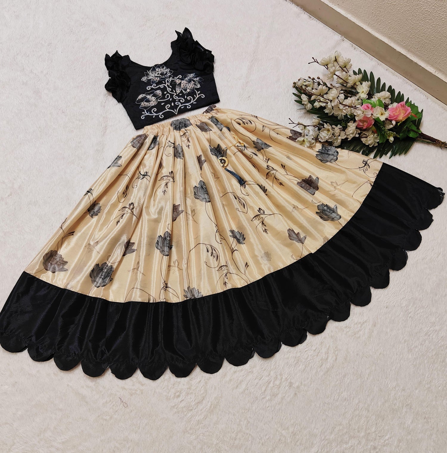 Beautiful Designer Soft Chinon Silk With Digital Print Kid&