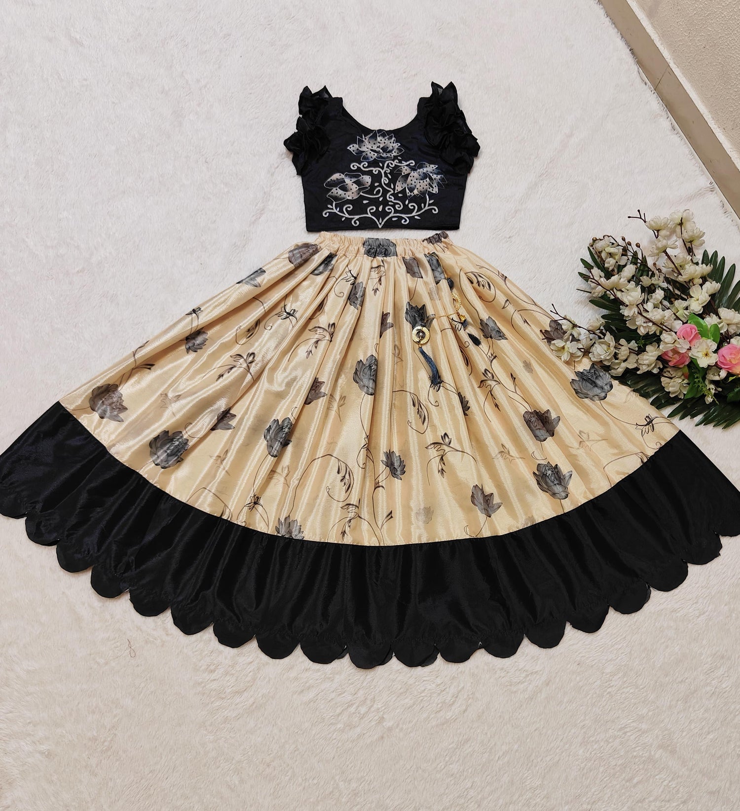 Beautiful Designer Soft Chinon Silk With Digital Print Kid&