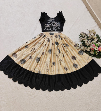 Beautiful Designer Soft Chinon Silk With Digital Print Kid&