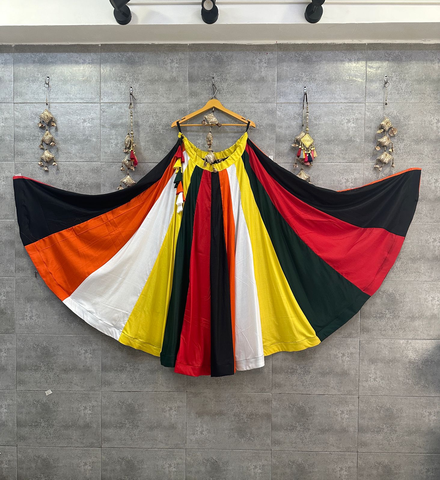 Beautiful Designer Navratri Pure Reyon Cotton Multi Kali Chaniya