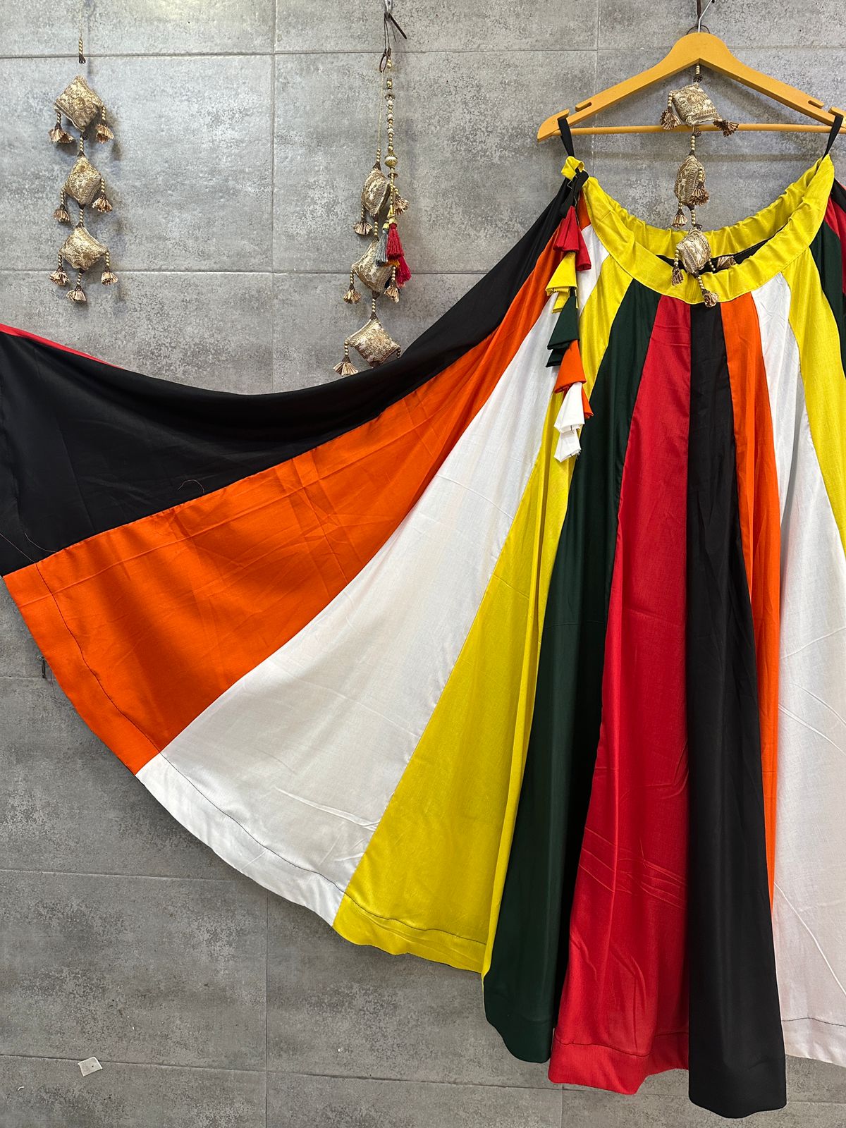 Beautiful Designer Navratri Pure Reyon Cotton Multi Kali Chaniya