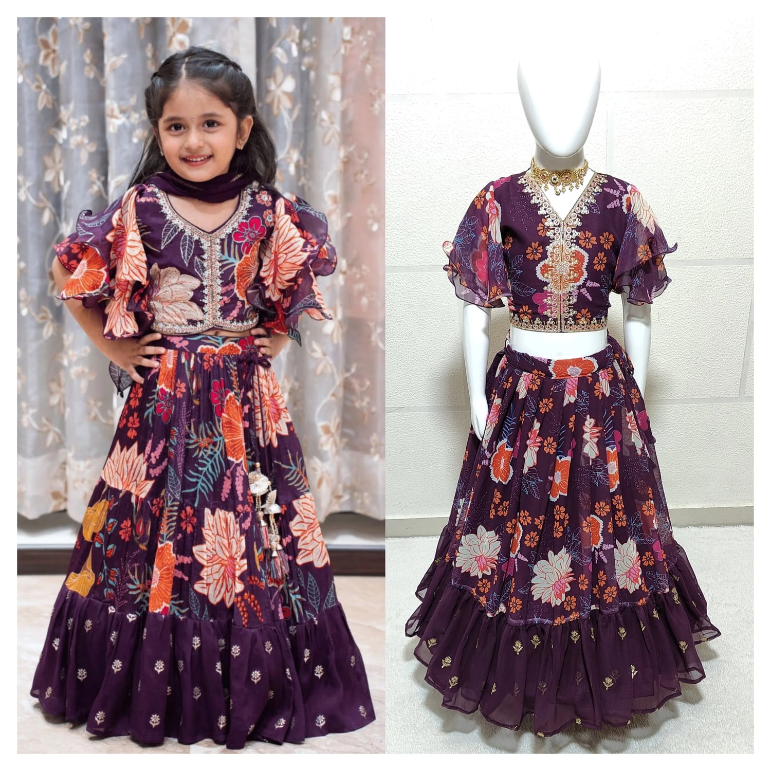 Beautiful Designer Party Wear Soft Faux Georgette Kid&
