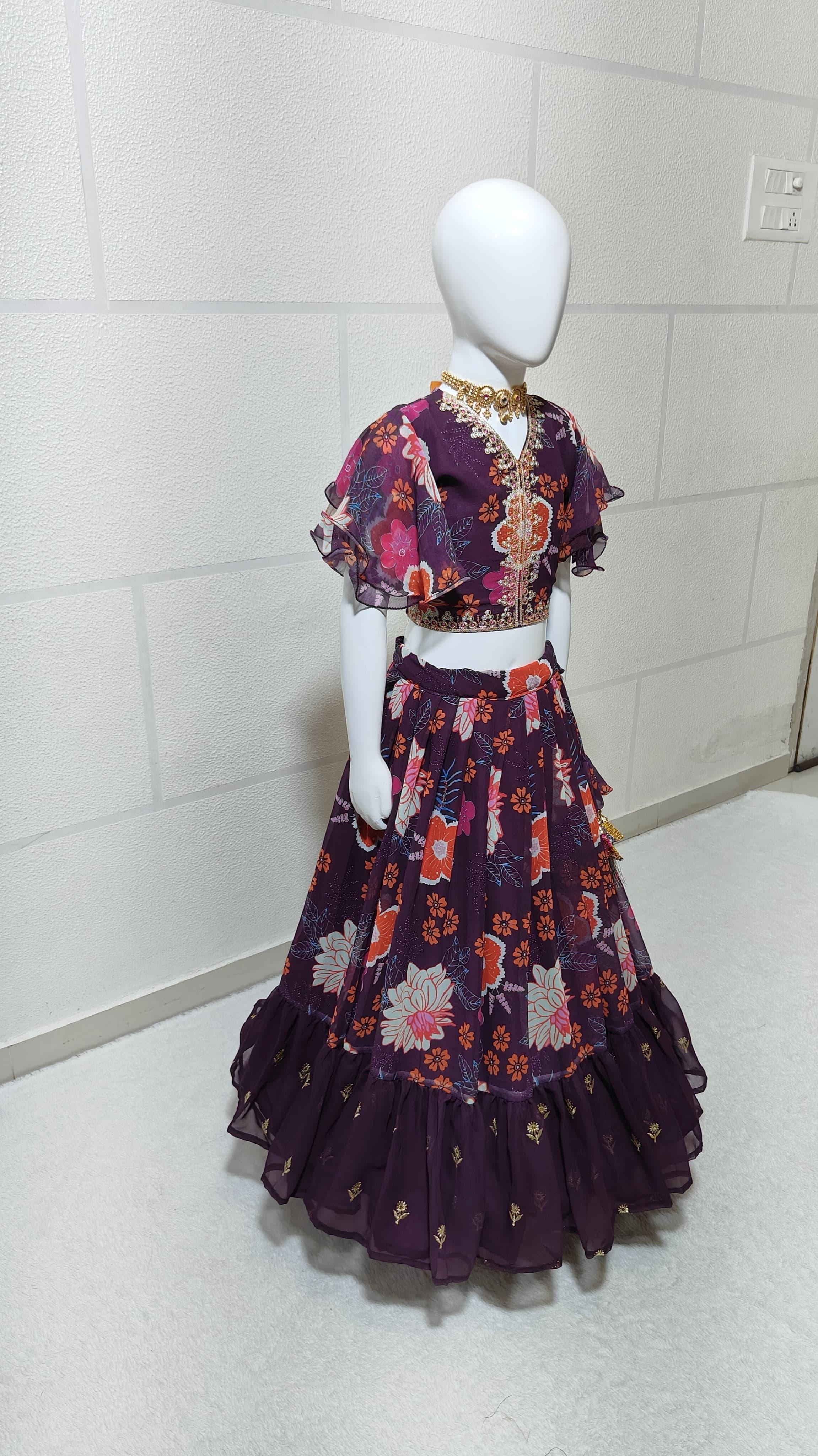 Beautiful Designer Party Wear Soft Faux Georgette Kid&