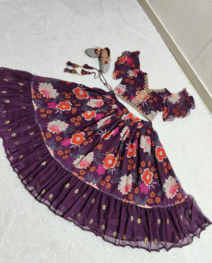 Beautiful Designer Party Wear Soft Faux Georgette Kid&