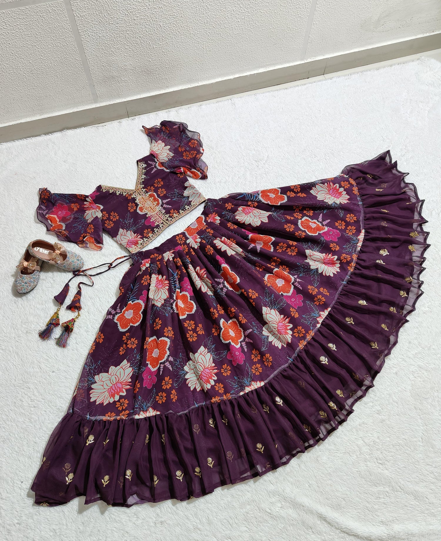 Beautiful Designer Party Wear Soft Faux Georgette Kid&