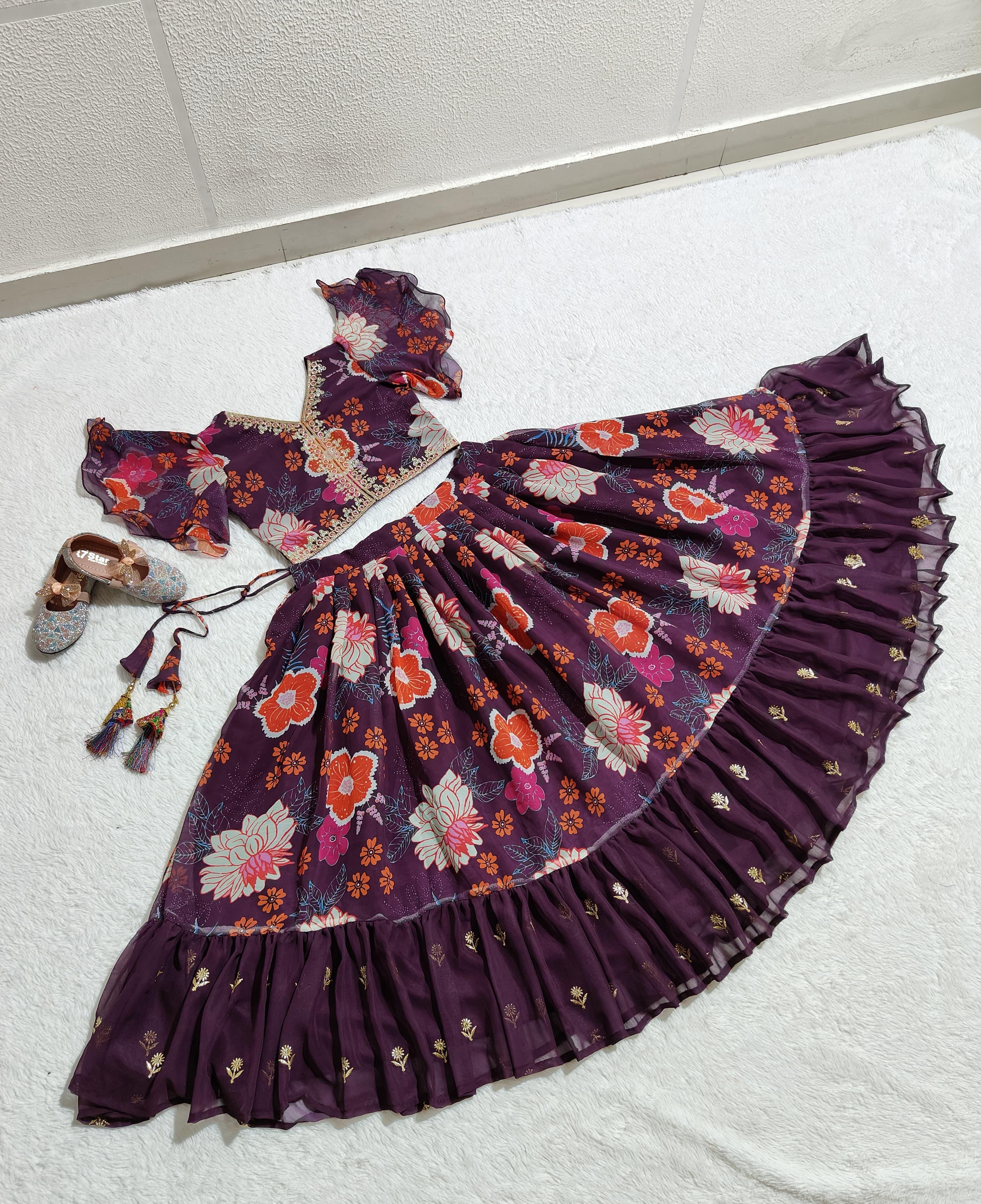 Beautiful Designer Party Wear Soft Faux Georgette Kid&