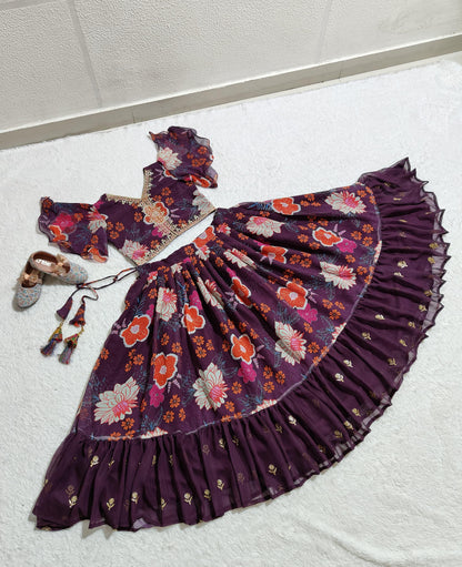 Beautiful Designer Party Wear Soft Faux Georgette Kid&