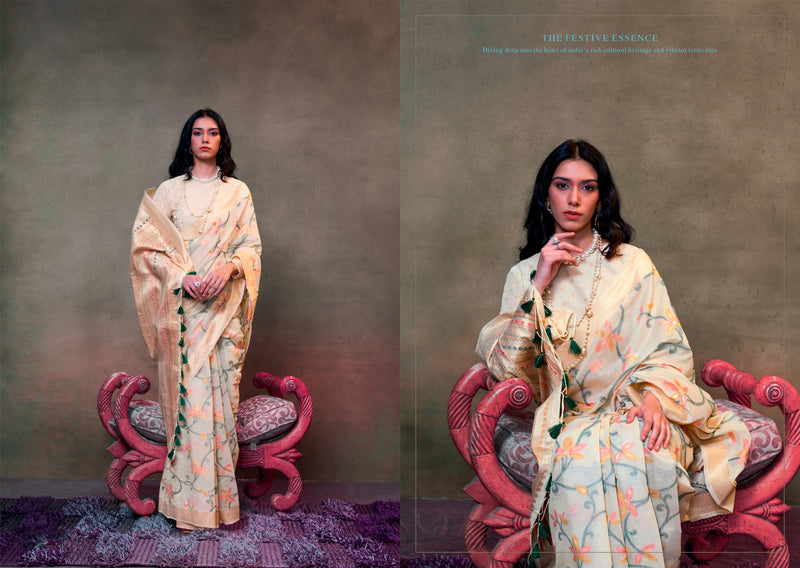 Beautiful Designer Festive Wear Jamadani Handwoven Cotton Saree