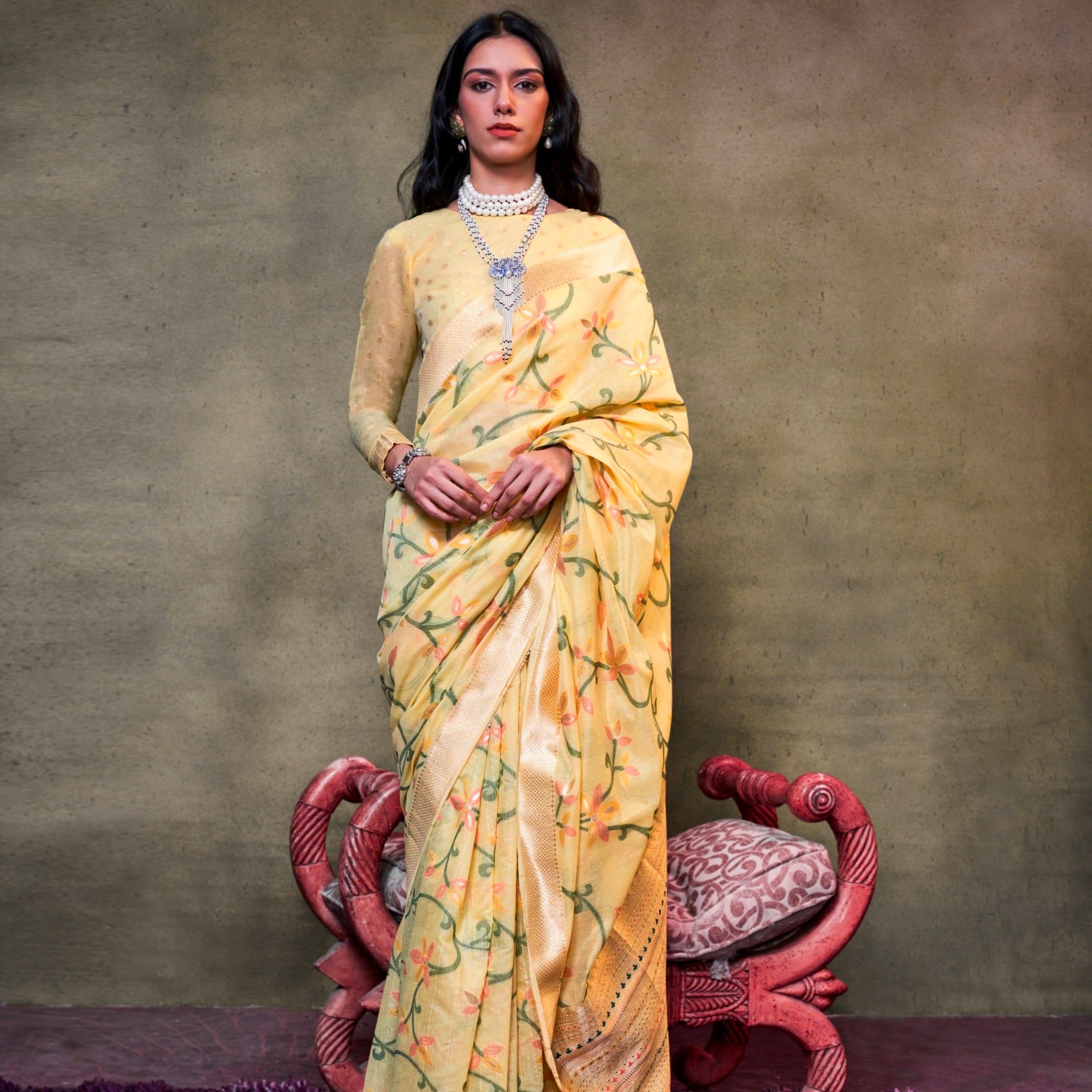 Beautiful Designer Festive Wear Jamadani Handwoven Cotton Saree
