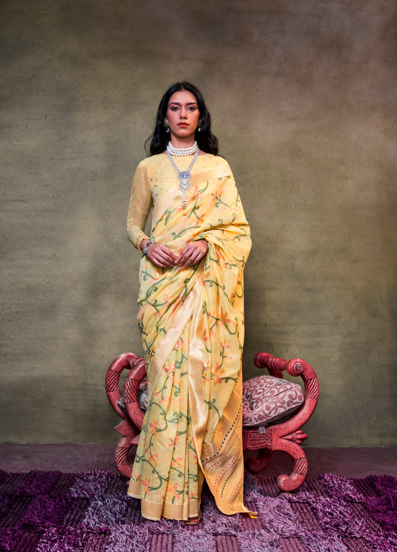 Beautiful Designer Festive Wear Jamadani Handwoven Cotton Saree