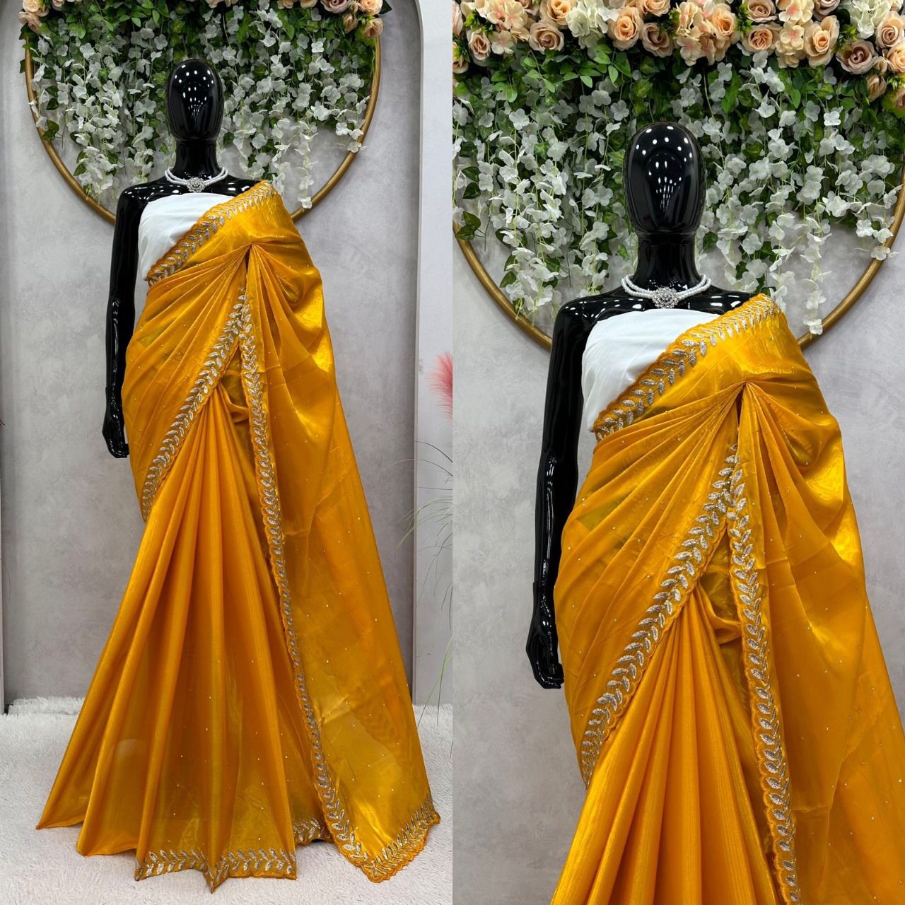 Full view of Yellow Jimmy Choo Saree