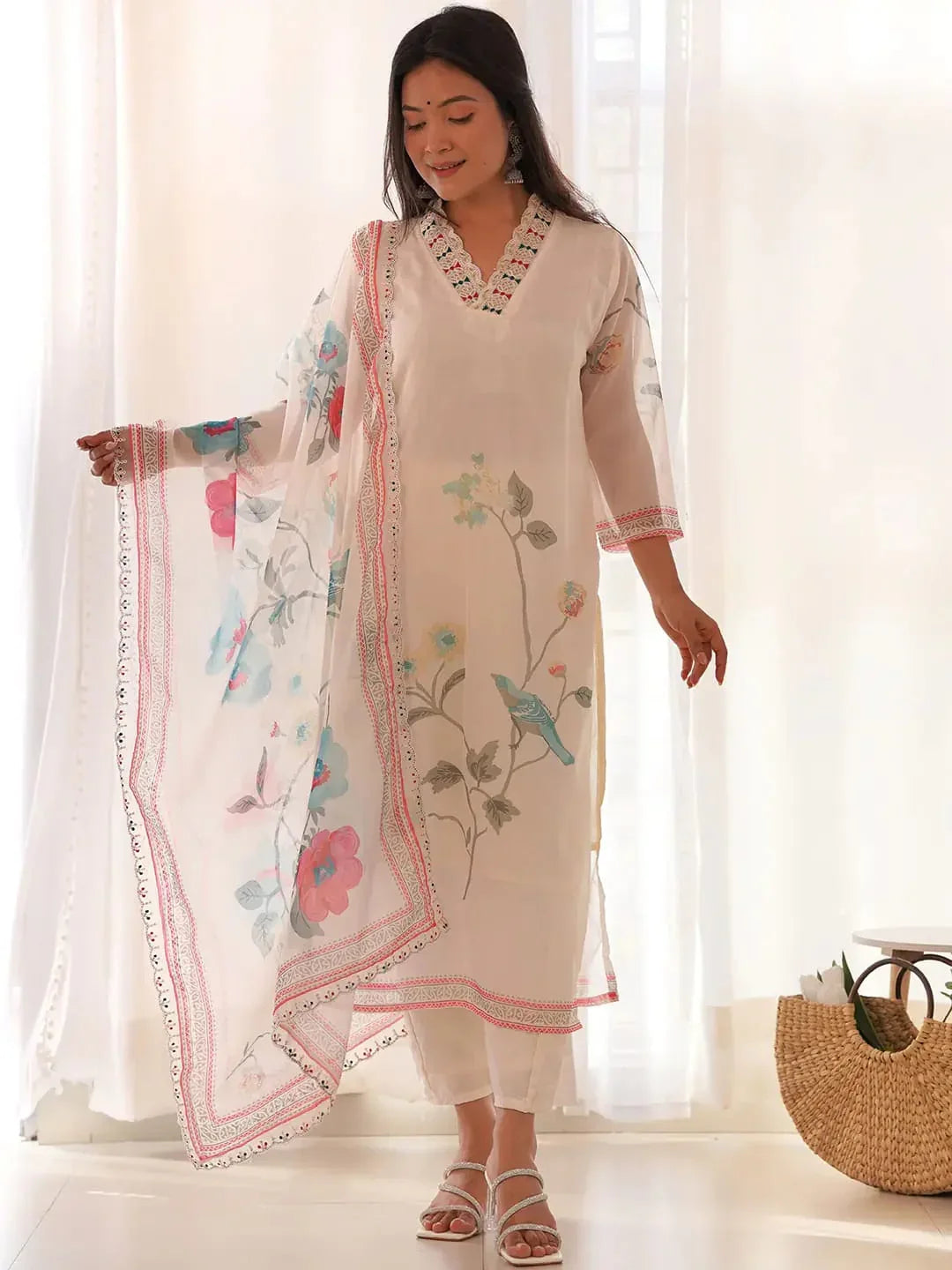 Beautiful Designer Summer Special Heavy Anarkali Orgenza Salwar Suit