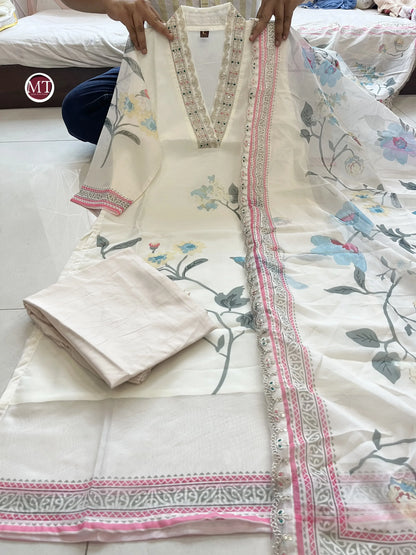Beautiful Designer Summer Special Heavy Anarkali Orgenza Salwar Suit