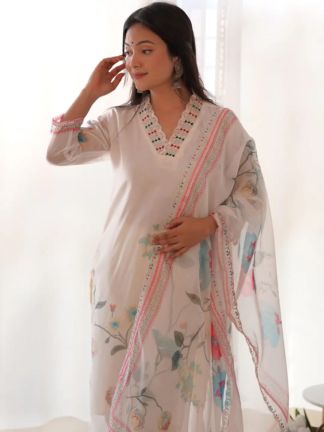 Beautiful Designer Summer Special Heavy Anarkali Orgenza Salwar Suit