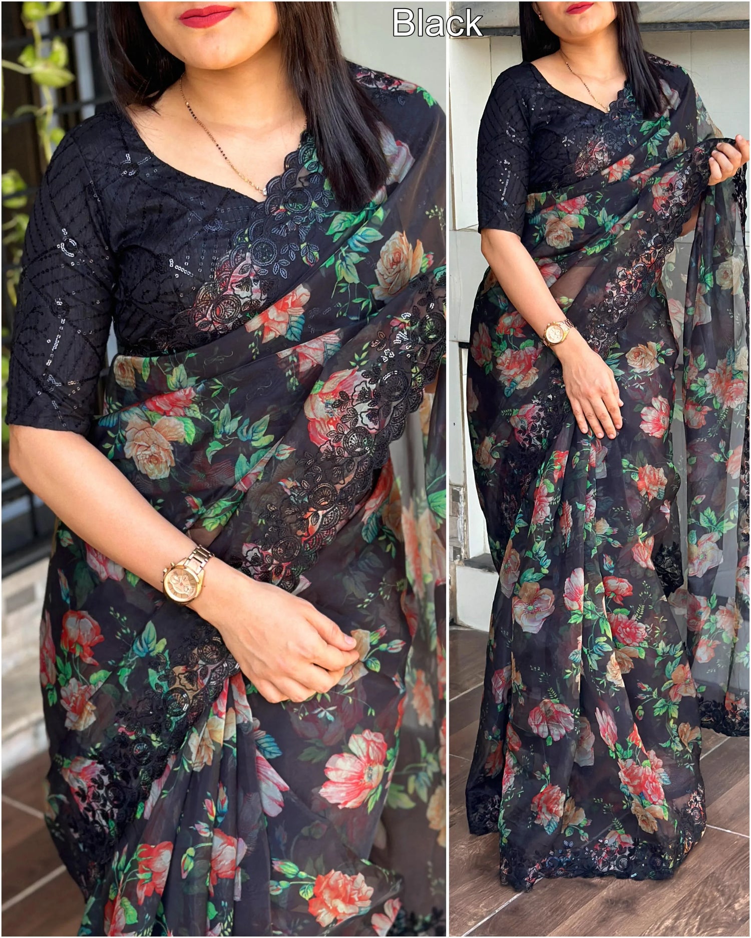 Beautiful Designer Soft Fendi Organza Satin Saree