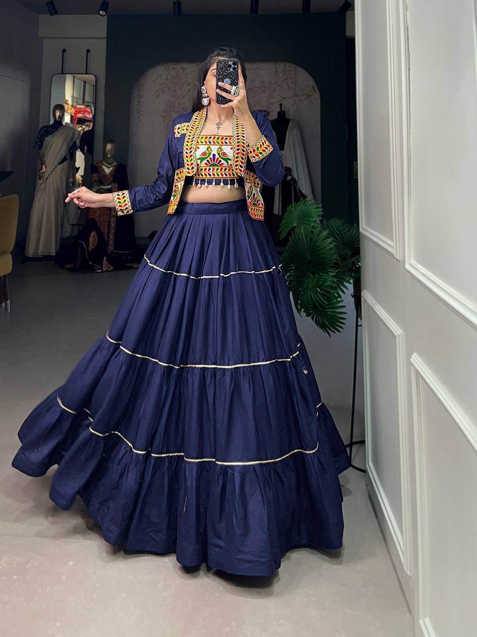 Navratri Cotton Lehenga Choli with Koti Concept Cotton Lehenga Choli