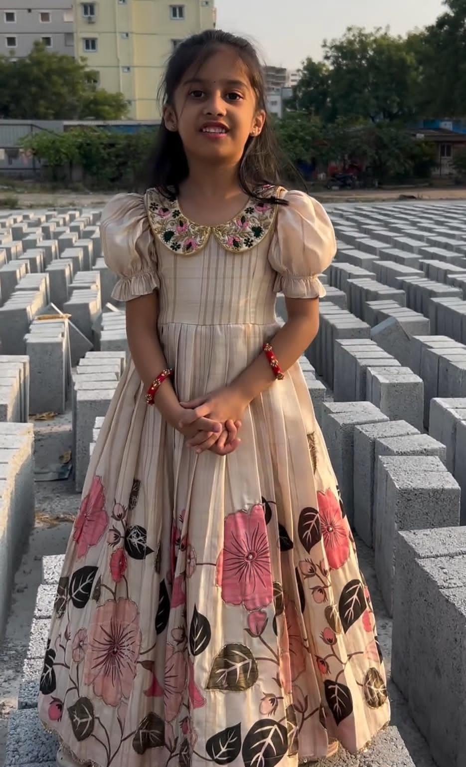 Beautiful Designer Summer Special Handloom Silk Kids Gwon