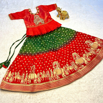 Beautiful Designer Festival Special Handloom Silk Kids Lehenga Choli